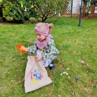 30 x 40 cm jute bag with a print featuring eggs Printed organza bags