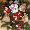 Advent Calendar jute pouches 12 x 15 cm & 13 x 18 cm burgundy and light brown Burlap bags / Jute bags