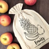 Bag like linen 30 x 40 cm with printing - fruits (EN) Zero waste