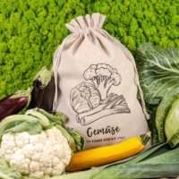 Bag like linen with printing 35 x 50 cm - for vegetables (DE) Shopping and kitchen storage solutions