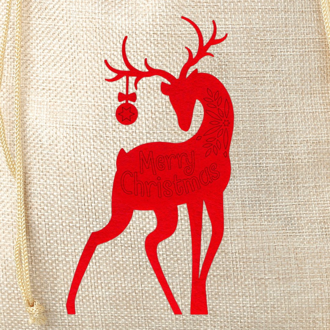 Burlap bag 26 cm x 35 cm - Christmas - Deer Burlap bags / Jute bags