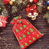 Jute bag 26 cm x 35 cm - red / Christmas tree Burlap bags / Jute bags