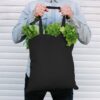Cotton grocery tote bag 38 x 42 cm with long handles - black Shopping bags with handles