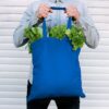 Cotton grocery tote bag 38 x 42 cm with long handles - blue Cotton bags