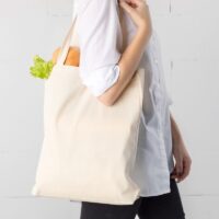 Cotton grocery tote bag 38 x 42 cm with long handles - natural Cotton bags