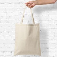 Cotton grocery tote bag 38 x 42 cm with long handles - natural DIY – creative sets