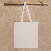 Cotton grocery tote bag 38 x 42 cm with long handles - natural Natural light bags