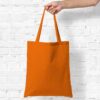 Cotton grocery tote bag 38 x 42 cm with long handles - orange Halloween