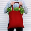 Cotton grocery tote bag 38 x 42 cm with long handles - red Red bags