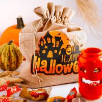 Halloween Burlap Bag (No.1) 30 x 40 cm - light natural Halloween