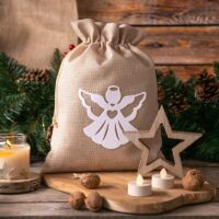 Jute bag 26 x 35 cm - white angel Printed organza bags