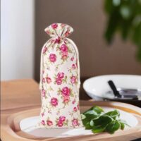 Pouch like linen with printing 16 x 37 cm - natural / roses Valentine's Day