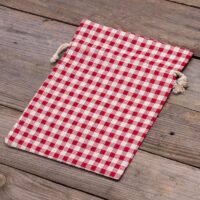 Pouch like linen with printing 18 x 24 cm - natural / red trellis For children