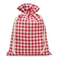 Bag like linen with printing 30 x 40 cm - natural / red trellis Red bags