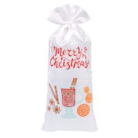 Satin pouch 16 x 37 cm with print – mulled wine Christmas bag