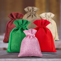 Burlap bag 10 cm x 13 cm - colour mix Small bags 10x13 cm