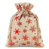 Burlap bag 12 x 15 cm - natural / stars Christmas bag