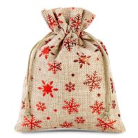 Burlap bag 12 x 15 cm - natural / stars Christmas bag