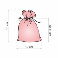 Burlap bags 10 x 13 cm - red / Christmas tree Printed organza bags