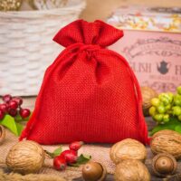 Burlap bags 10 x 13 cm - red Burlap bags / Jute bags