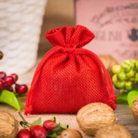 Burlap bags 8 x 10 cm - red Red bags