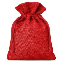 Burlap bags 9 x 12 cm - red Small bags 9x12 cm