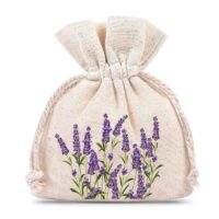 Cotton pouches 8 x 10 cm - natural with print lavender Woreczki na lawendę