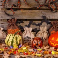 Halloween Burlap Bag 12 x 15 cm - mix of patterns and colours Small bags 12x15 cm