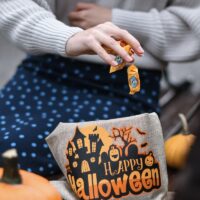 Halloween Burlap Bag 12 x 15 cm - mix of patterns and colours Halloween