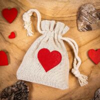 Bag like linens 9 x 12 cm - natural - heart Linen Bags