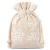 Pouches like linen with printing 10 x 13 cm - natural / snow Christmas bag