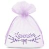 Organza bags 10 x 13 cm - light purple with print (lavender) Light purple bags