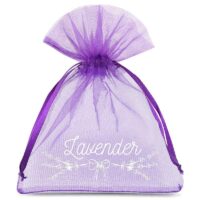 Organza bags 10 x 13 cm - purple dark with print (lavender) 2 Dark purple bags