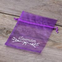 Organza bags 10 x 13 cm - purple dark with print (lavender) 2 Organza bags