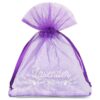 Organza bags 9 x 12 cm - purple dark with print (lavender) - 2 Dark purple bags