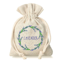 Pouches like linen with printing 10 x 13 cm - natural / lavender Lavender pouches