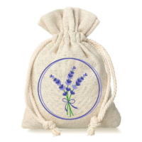 Pouches like linen with printing 9 x 12 cm - natural/ lavender Lavender pouches