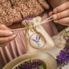 Pouches like linen with printing 9 x 12 cm - natural/ lavender Lifehacks – clever ideas
