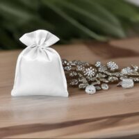 Satin bag 6 x 8 cm - white Women's Day