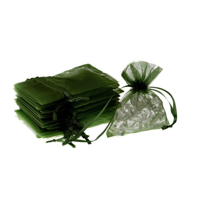 Organza bags 6 x 8 cm - olive green Table decoration