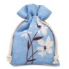 Pouches like linen with printing 12 x 15 cm - natural / blue flowers Blue bags