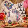Pouches like linen with printing 12 x 15 cm - natural / butterfly Valentine's Day