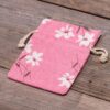 Pouches like linen with printing 12 x 15 cm - natural / pink flowers Small bags 12x15 cm