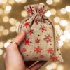 Burlap bag 15 cm x 20 cm - natural / stars Burlap bags / Jute bags