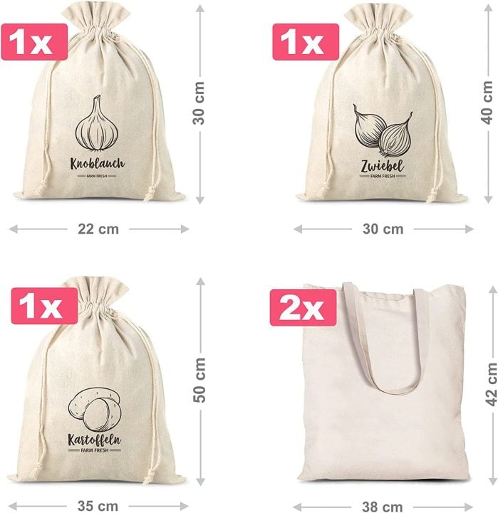 Grocery like linen bags (3 pcs) and cotton shopping bags (2 pcs) (PL) Lifehacks – clever ideas