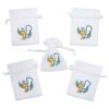 Organza bags, sized 10 x 13 cm, white with print For children