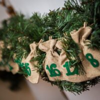 Advent calendar jute bags sized 11 x 14 cm - natural + green numbers Occasional bags