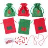 Advent calendar jute bags, sized 12 x 15 cm - green and red + red and green numbers Christmas bag
