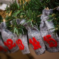 Grey Advent calendar jute pouches 12 x 15 cm + red numbers Gift wrapping