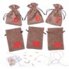Advent calendar Christmass jute bags 13 x 18 cm - natural dark + white numbers Burlap bags / Jute bags